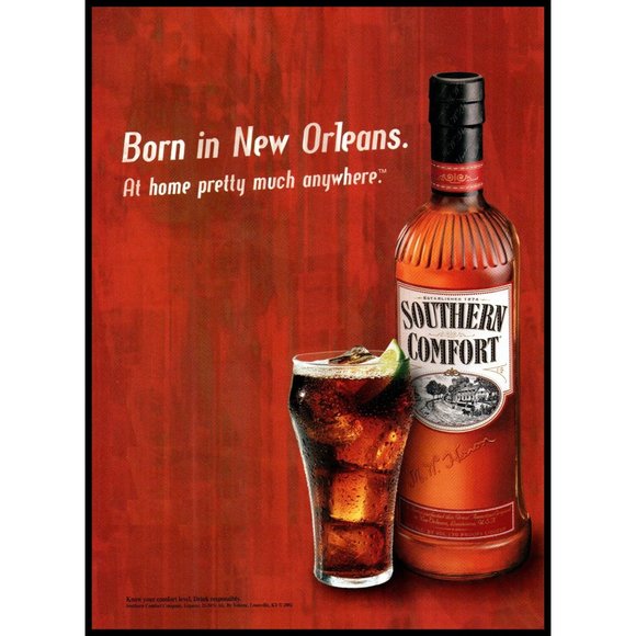2002 Southern Comfort Whiskey Vintage Print Ad Born in New Orleans Wall Art - Picture 1 of 1